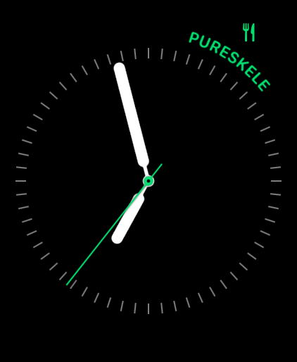 Pureskele complication on a watch face
