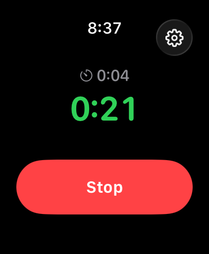 Pureskele timer running on Apple Watch