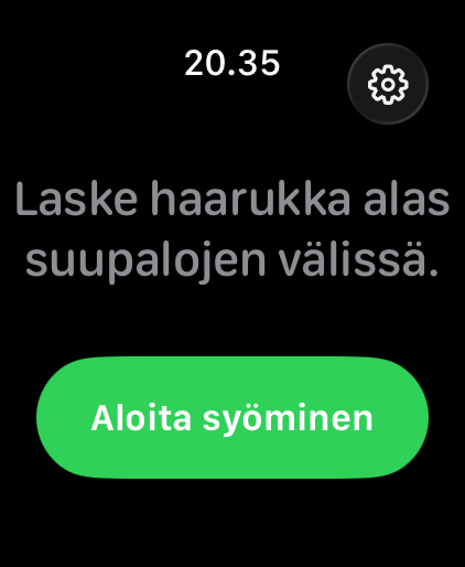 Pureskelen aloitusnäkymä Apple Watchilla