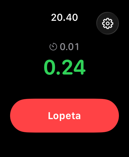 Pureskelen ajastin käynnissä Apple Watchilla